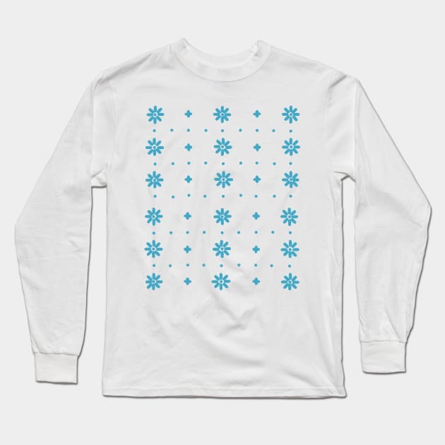 Christmas snowflake with blue stitches on light blue background Long Sleeve T-Shirt by marufemia